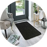 Buddy Washable Mat Plain Black Shaggy Rug - 80x120cm.