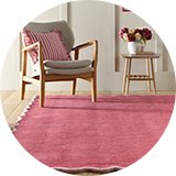 Origins Scalloped Red Wool Short Pile Rug - 120x170cm.