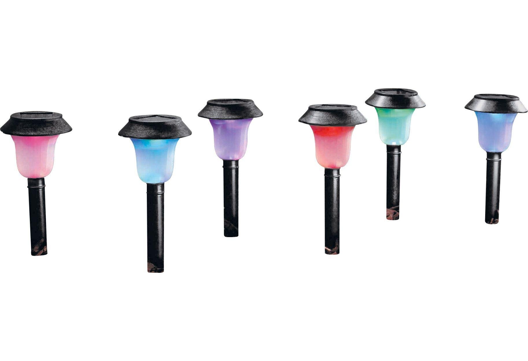 Argos Home Set of 6 Colour Changing Solar Lights - Black