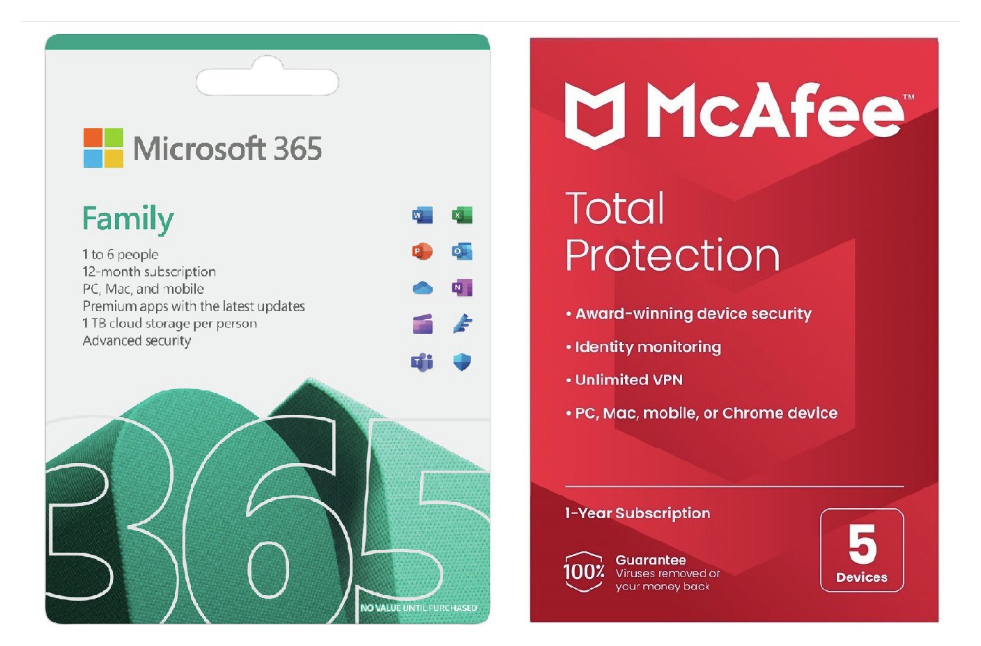 Microsoft 365 Family 6 People & McAfee 1Y, 5 D - Key Card