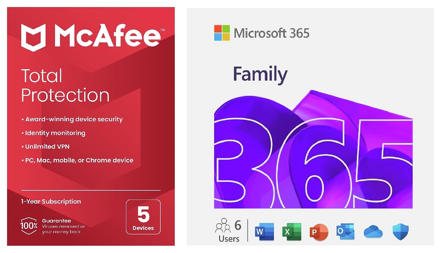 Microsoft 365 Family 6 People & McAfee 1Y, 5 D - Key Card