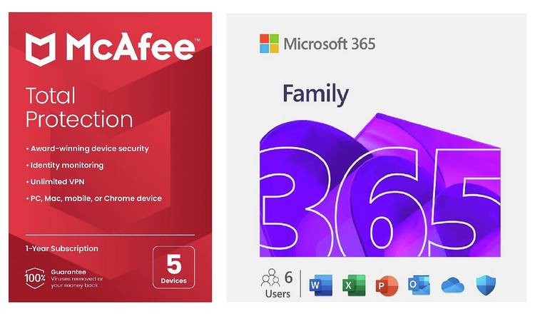 Microsoft 365 Family 6 People & McAfee 1 Year, 5 Device