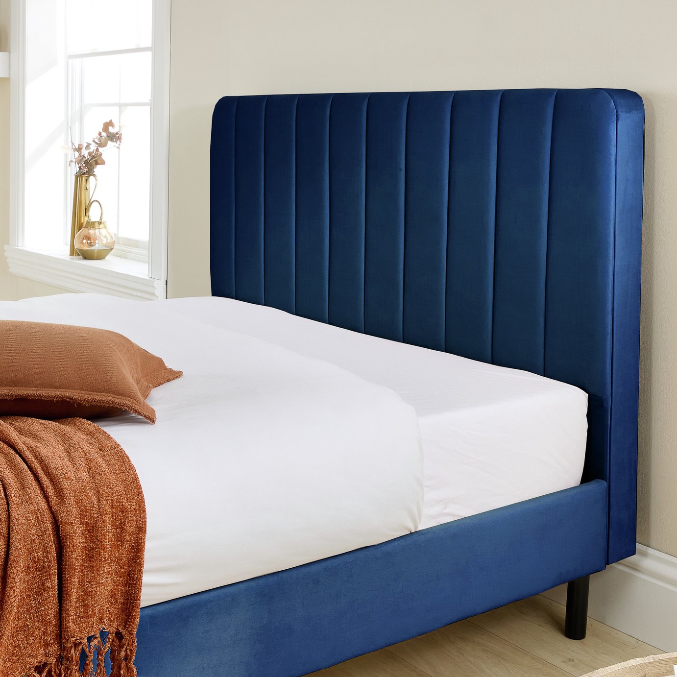 Buy Aspire Rosella Single Velvet Bed Frame - Blue | Bed frames | Argos