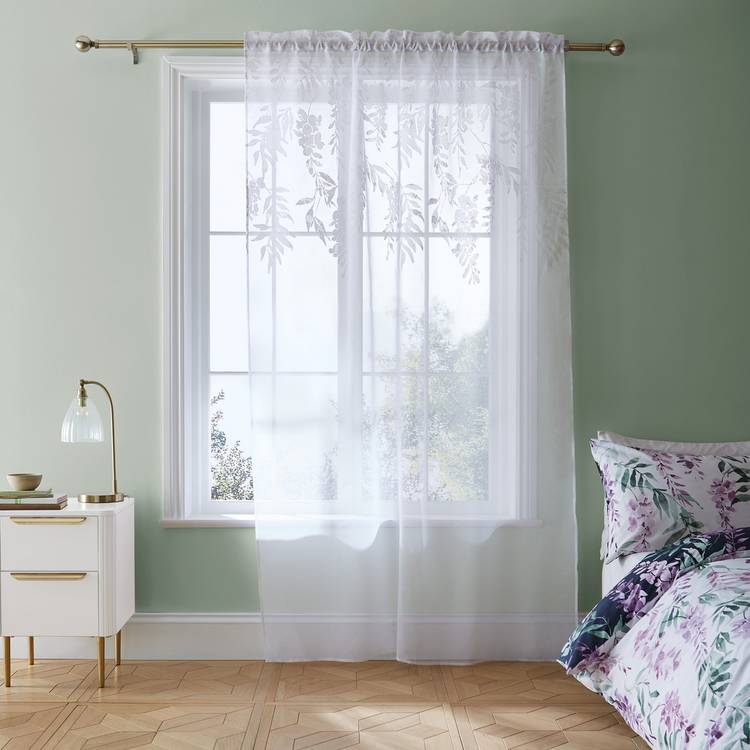 Catherine Lansfield Wisteria Voile - White - 140x183cm 0