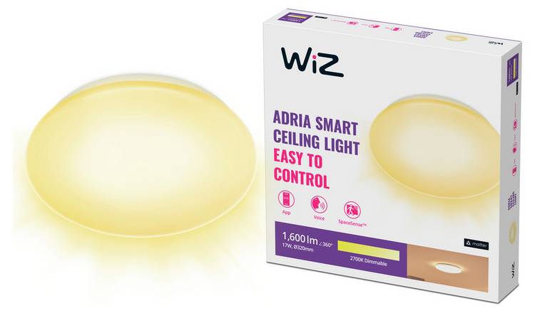 WiZ Adria Metal LED Smart Flush Ceiling Light - White