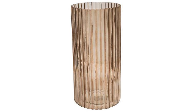 Ivyline Daphne Ribbed Glass Vase - Apricot