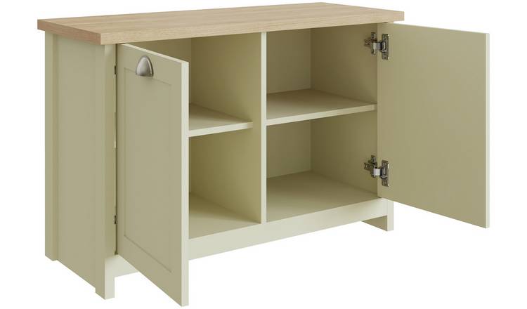 GFW Lancaster 2 Door Shoe Storage Cabinet - Cream & Oak