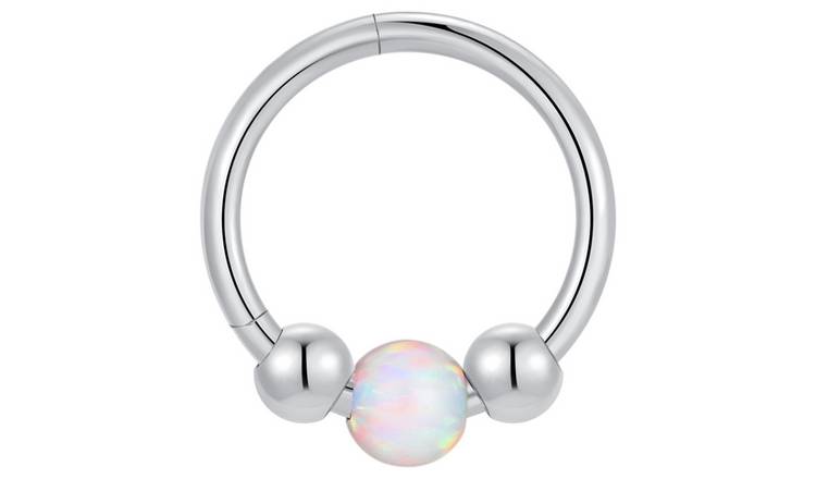 With Bling Titanium Opal Beaded Hoop Earring