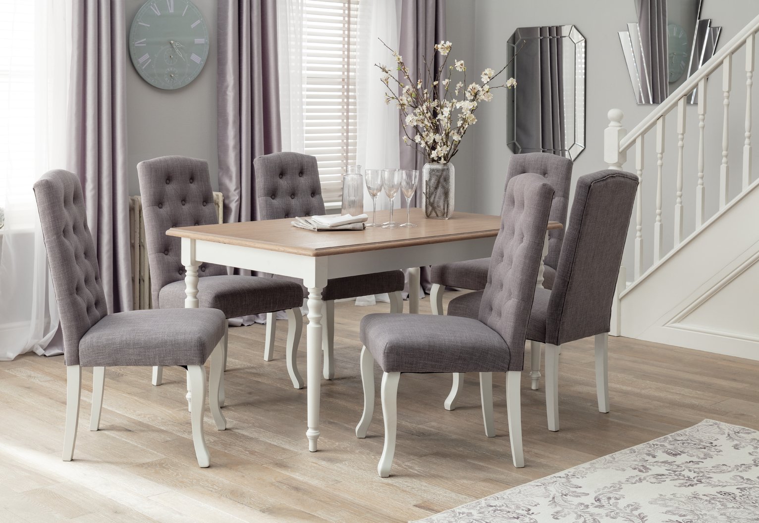 Argos Home Le Marais Oak Veneer Dining Table & 6 Grey Chairs Review