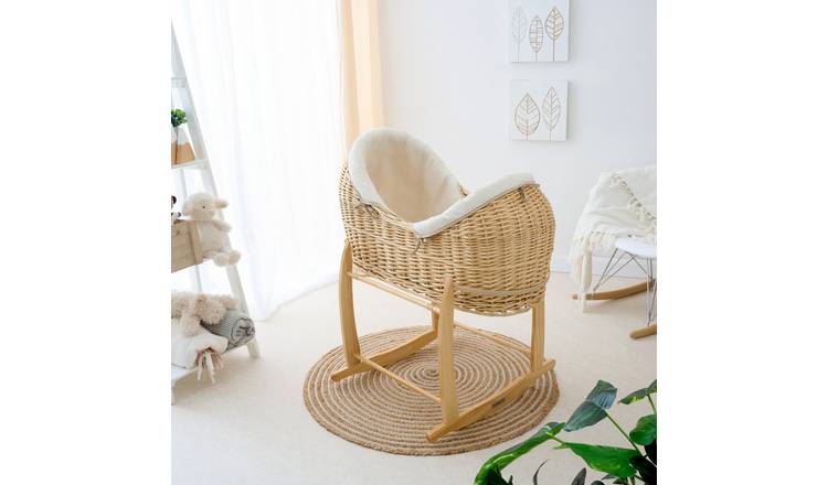 Cream moses store basket and stand