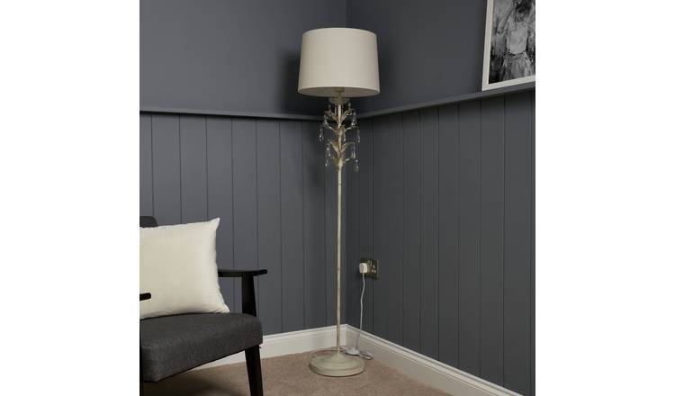 BHS Josefine Leaf Metal Floor Lamp - Cream