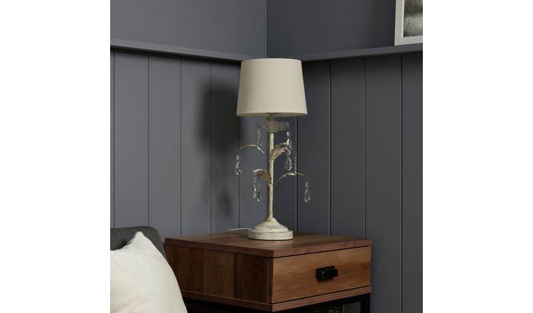 BHS Josefine Leaf Metal Table Lamp - Cream