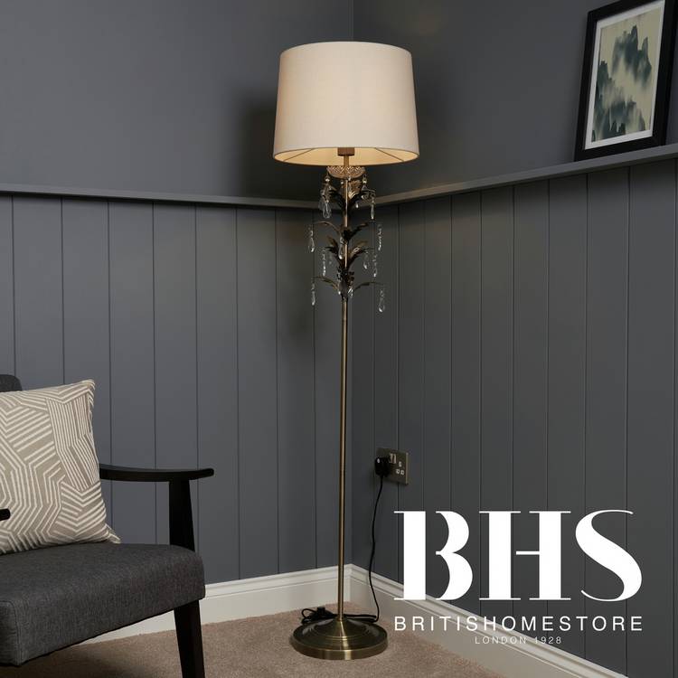 BHS Josefine Leaf Metal Floor Lamp - Brass 0