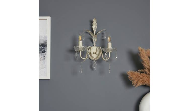 BHS Josefine Metal 2 Light Wall Light - Cream