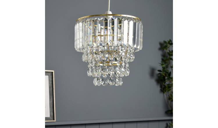 BHS Monroe Glass Easy Fit Pendant Light - Brass