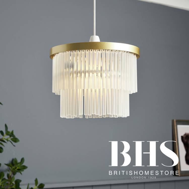 BHS Orta Glass Easy Fit 2 Tier Pendant Light - Brass 0