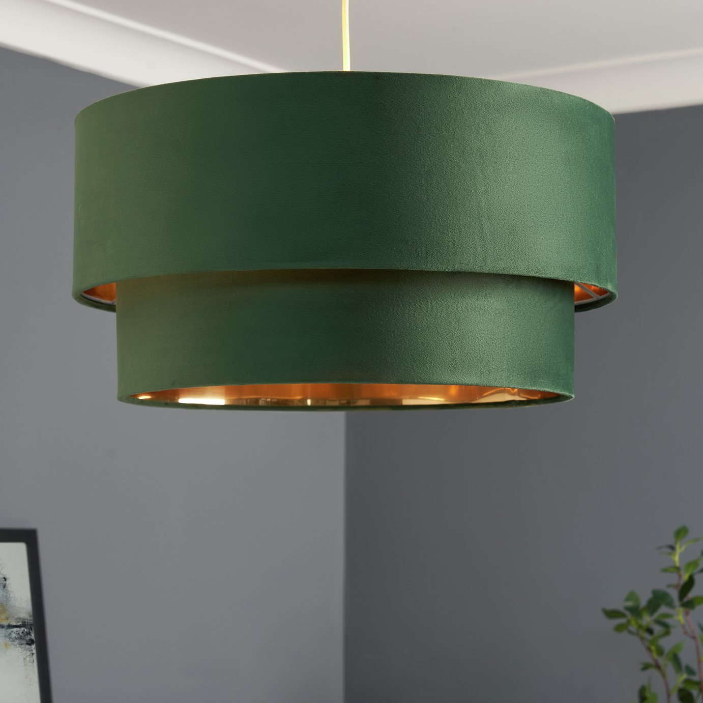 BHS Vera Velvet 2 Tier Emerald Lampshade - 50cm