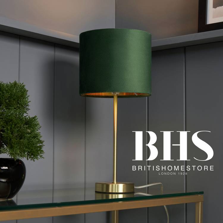 BHS Vera Metal Table Lamp - Emerald 0
