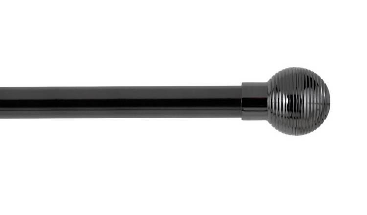 Argos Home Extendable Metal Ribbed Curtain Pole Black Nickel