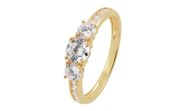 Revere 9ct Gold Cubic Zirconia Shoulder Engagement Ring - T