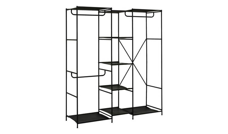 Argos Home Spencer 3 Rail 6 Shelf Wardrobe - Black