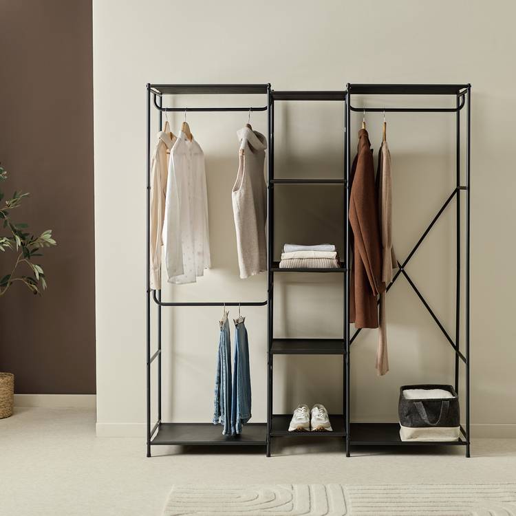 Argos Home Spencer 3 Rail 6 Shelf Wardrobe - Black 0