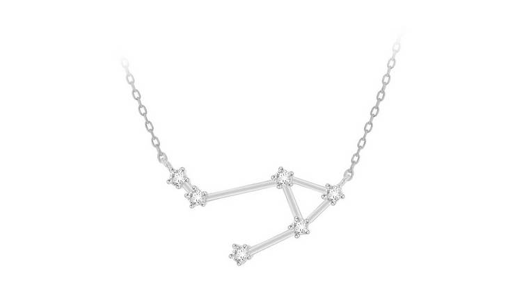 Sterling Silver Star Sign Pendant Necklace - Libra