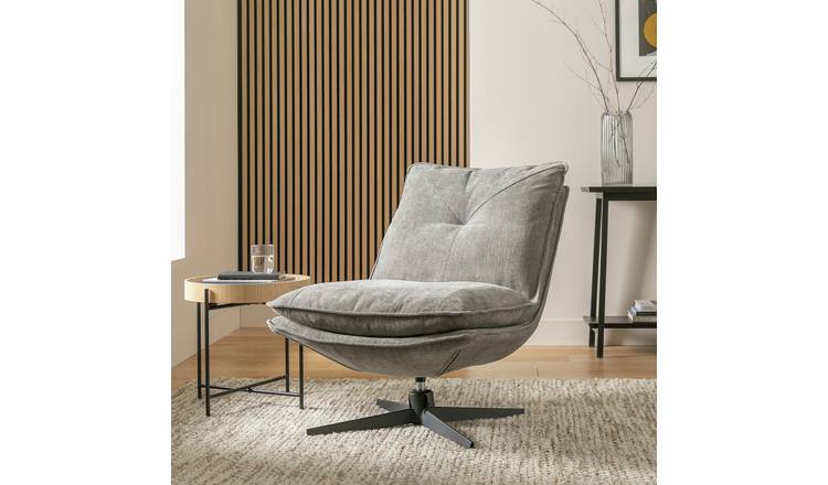 Argos Home Soloman Fabric Swivel Chair - Grey