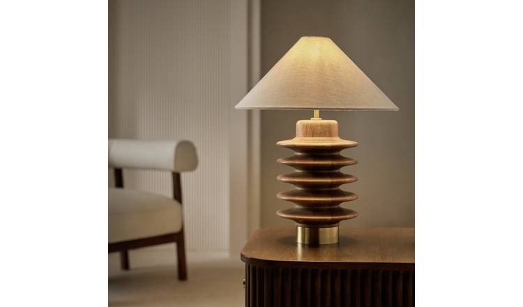 Habitat Emir Totum Mango Wood Table Lamp Base Only - Natural