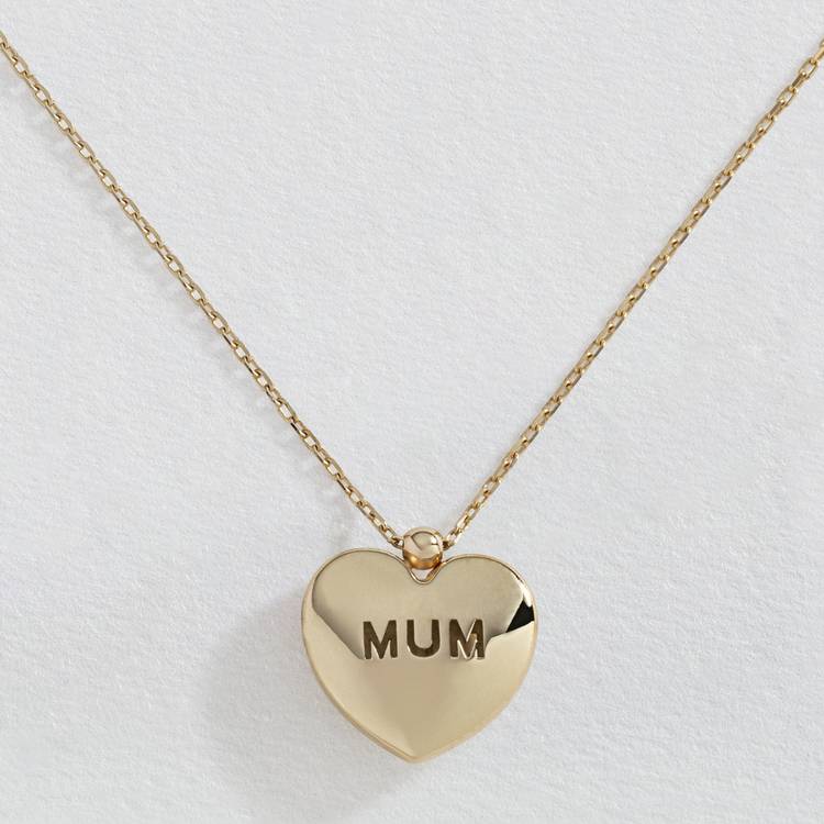 Revere 9ct Yellow Gold MUM Heart Pendant Necklace 0