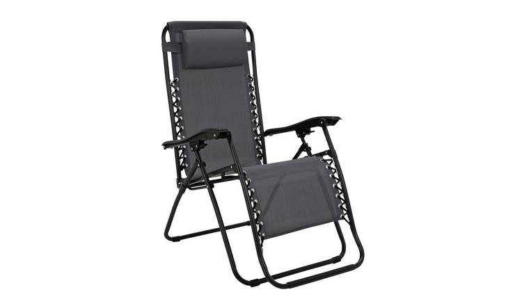 Buy Argos Home Zero Gravity Metal Sun Lounger - Grey | Garden chairs