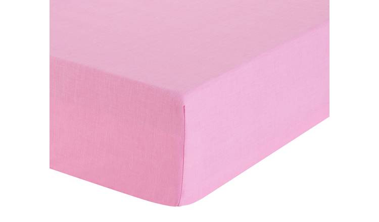 Argos Home Easycare Plain Pink Fitted Sheet - Double