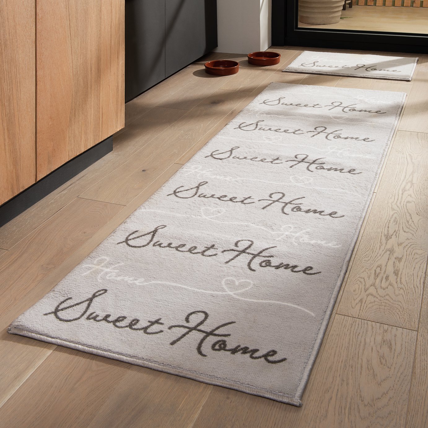 Argos Home Text Grey Cut Pile Runner & Mat Set - 180x57cm