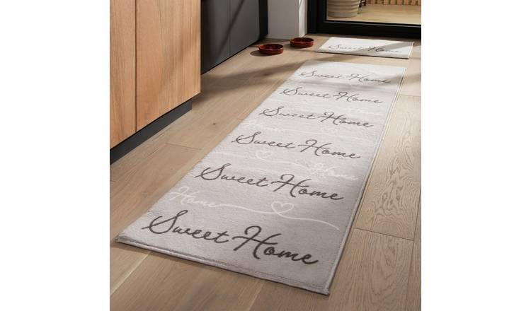 Argos Home Text Grey Cut Pile Runner & Mat Set - 180x57cm