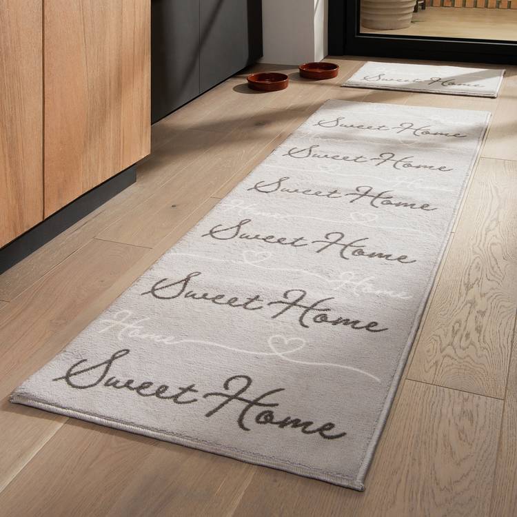 Argos Home Text Grey Cut Pile Runner & Mat Set - 180x57cm 0