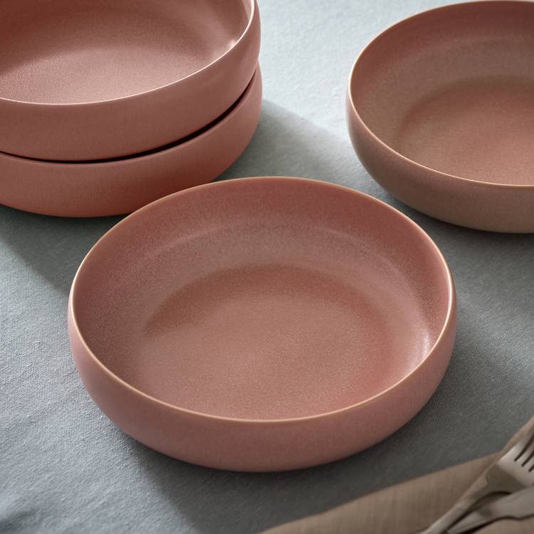 Habitat 4 Piece Reactive Stoneware Pasta Bowls - Pink 0