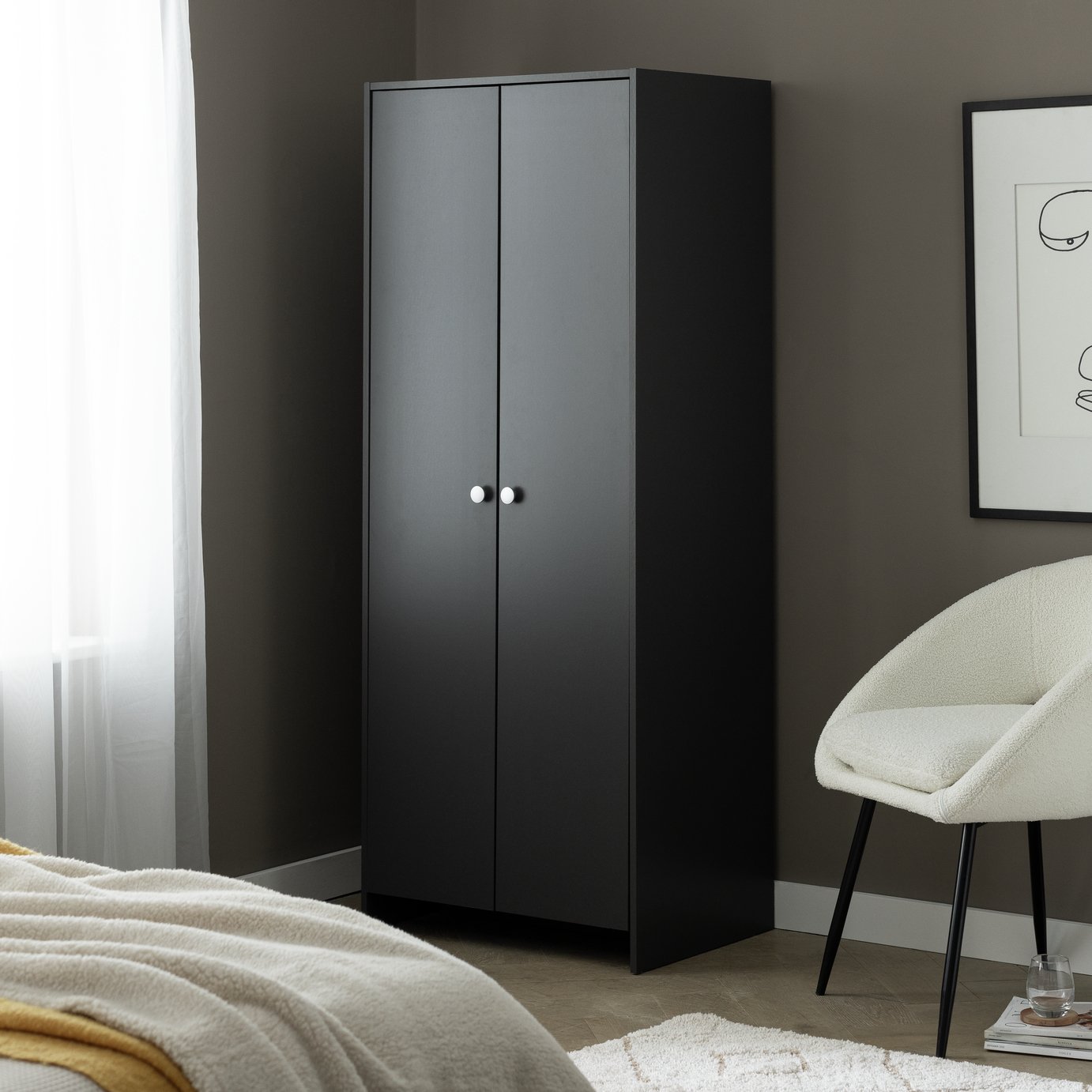 Argos Home Seville 2 Door Wardrobe - Anthracite