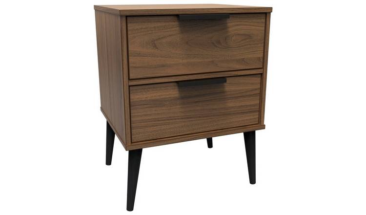 Welcome Bergen 2 Drawer Bedside Table - Walnut