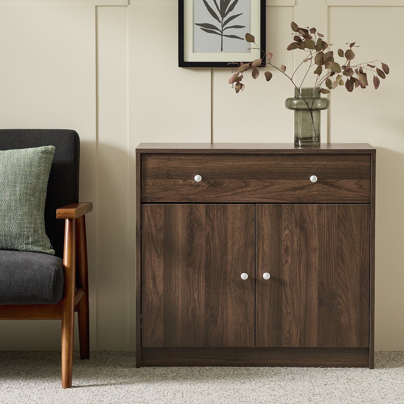 Argos Home Maine 2 Door 1 Drawer Sideboard - Walnut