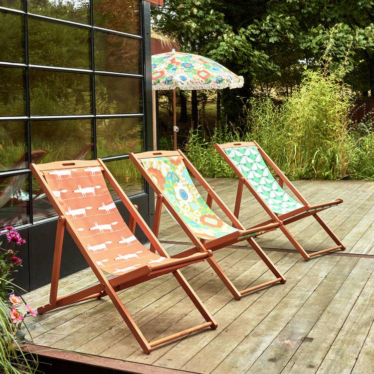 Habitat x Scion Folding Wooden Garden Deck Chair - Mr Fox 0