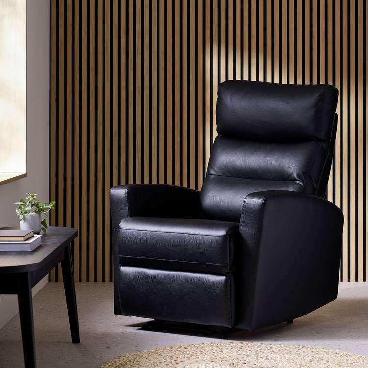 Argos Home Russo Faux Leather Manual Recliner Chair - Black 0