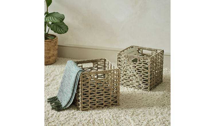 Habitat Set of 2 Seagrass Square Boxes - Natural