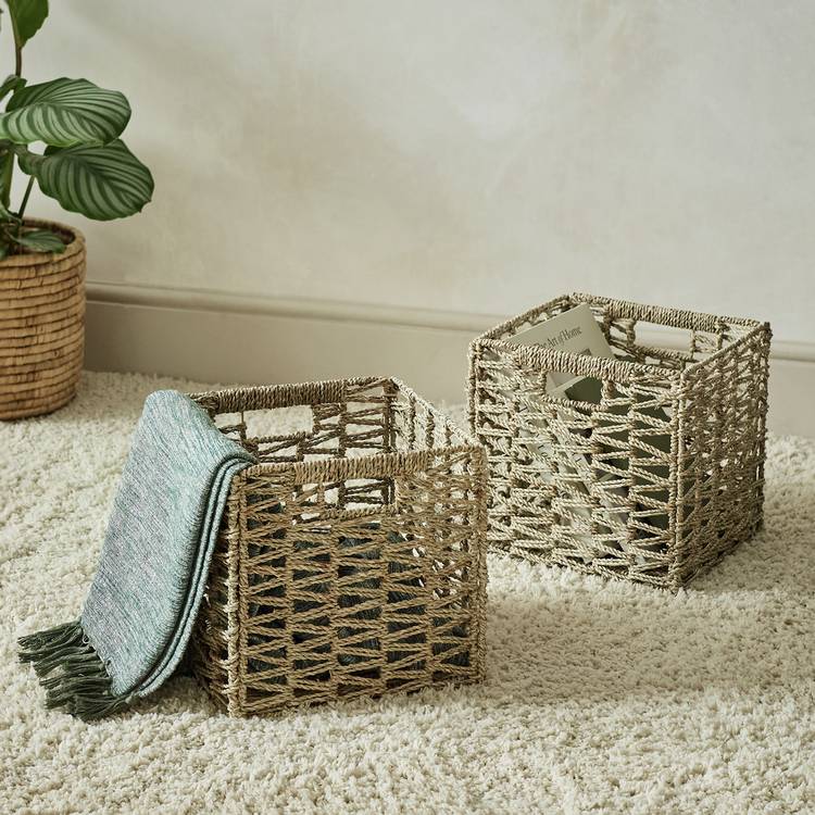 Habitat Set of 2 Seagrass Square Boxes - Natural 0