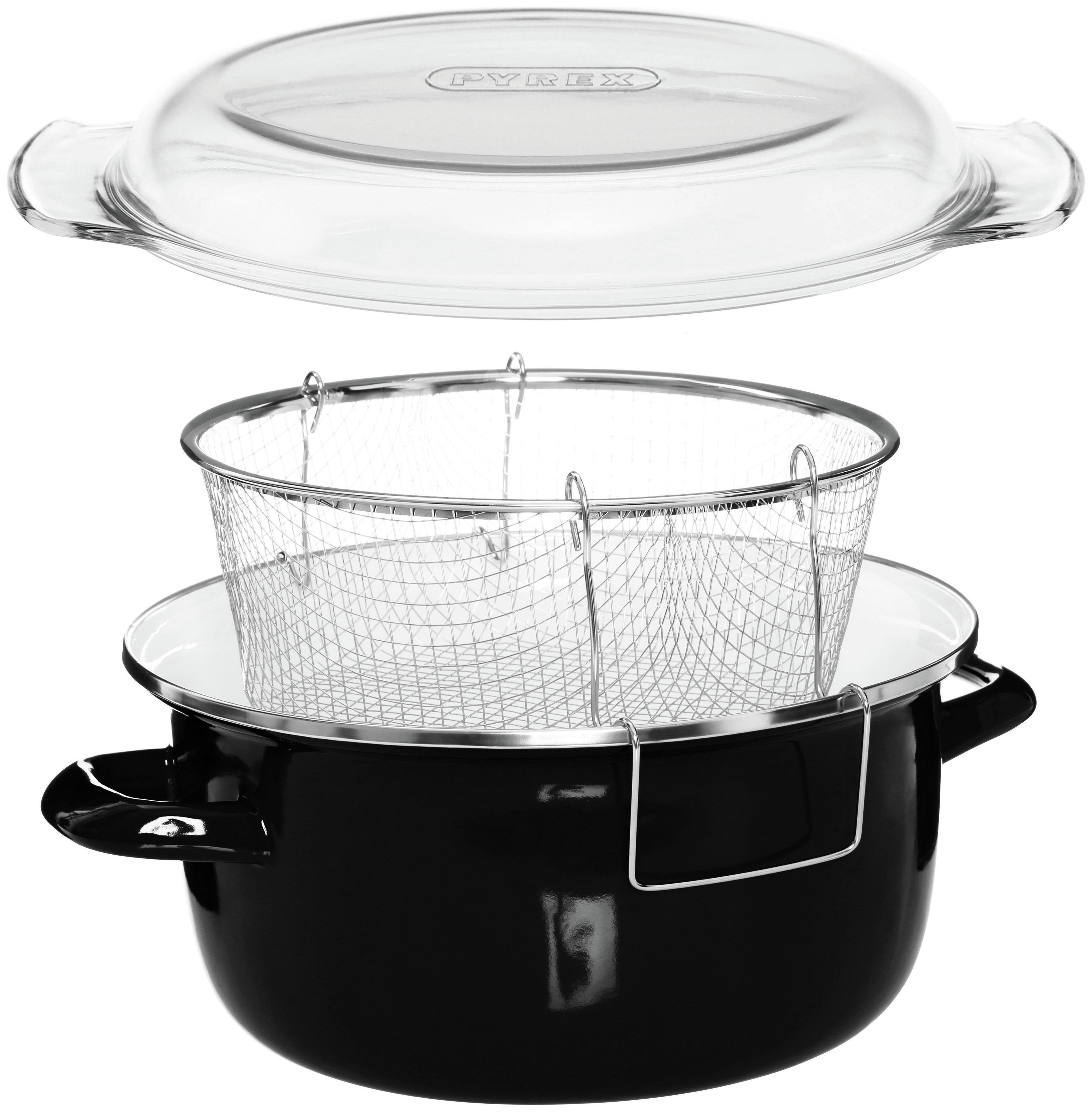 Premier Housewares Enamel Deep Fryer - Black.