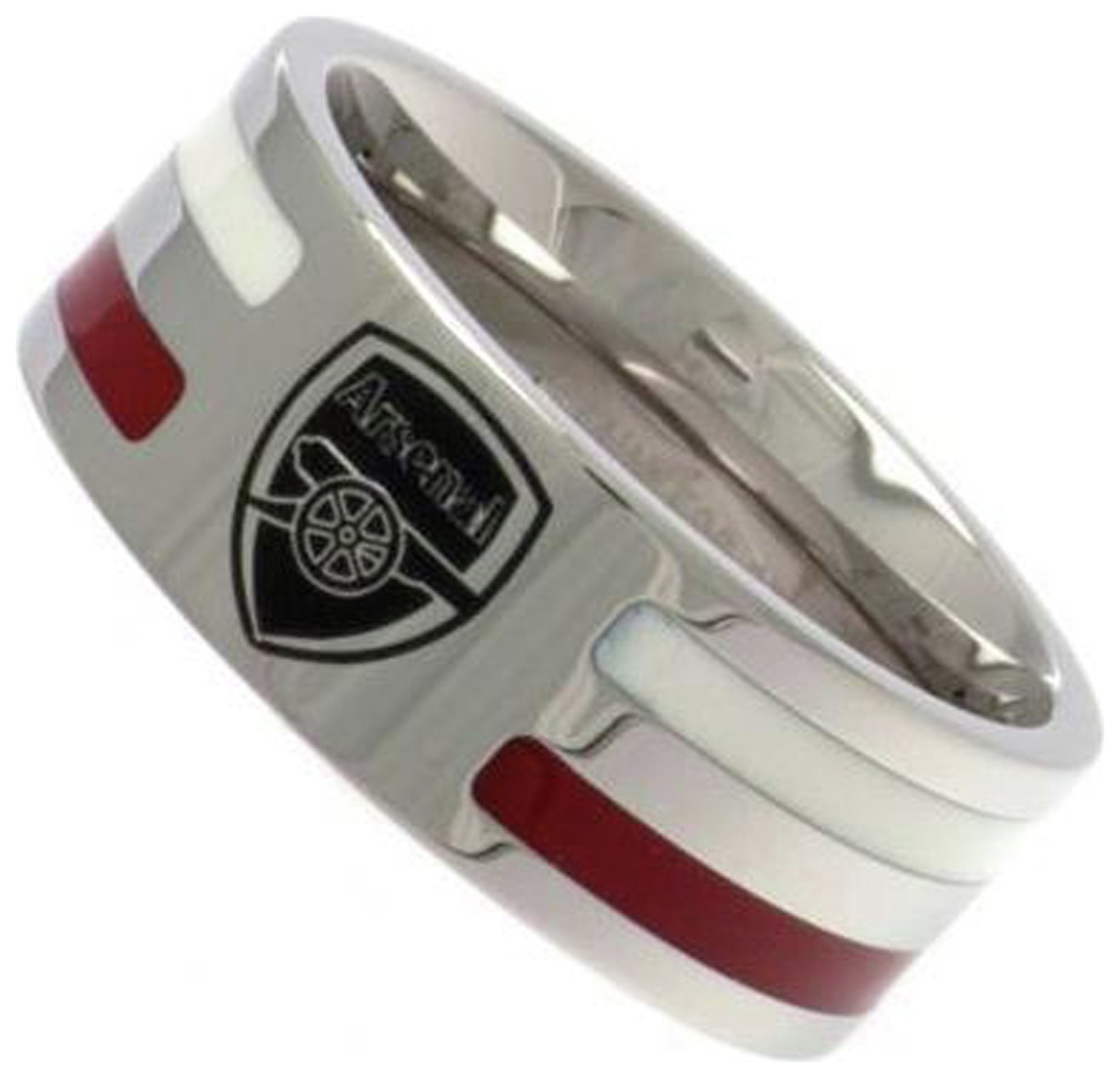 Stainless Steel Arsenal Striped Ring - Size R