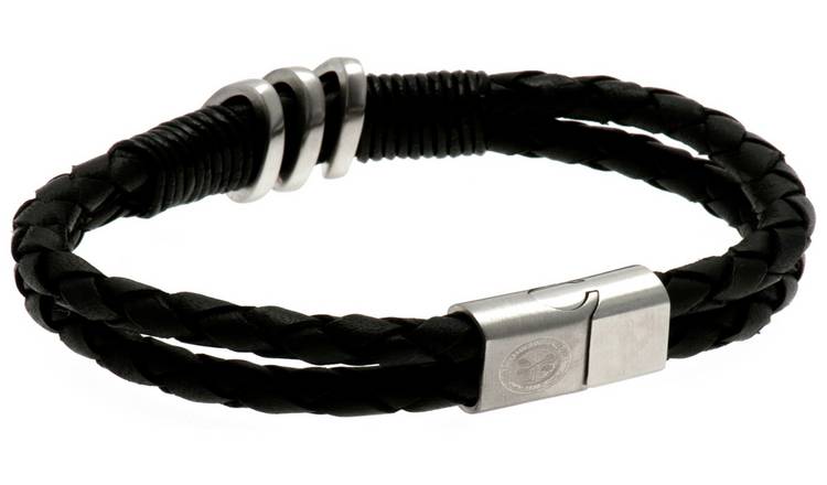 Stainless Steel and Leather Celtic Bracelet.