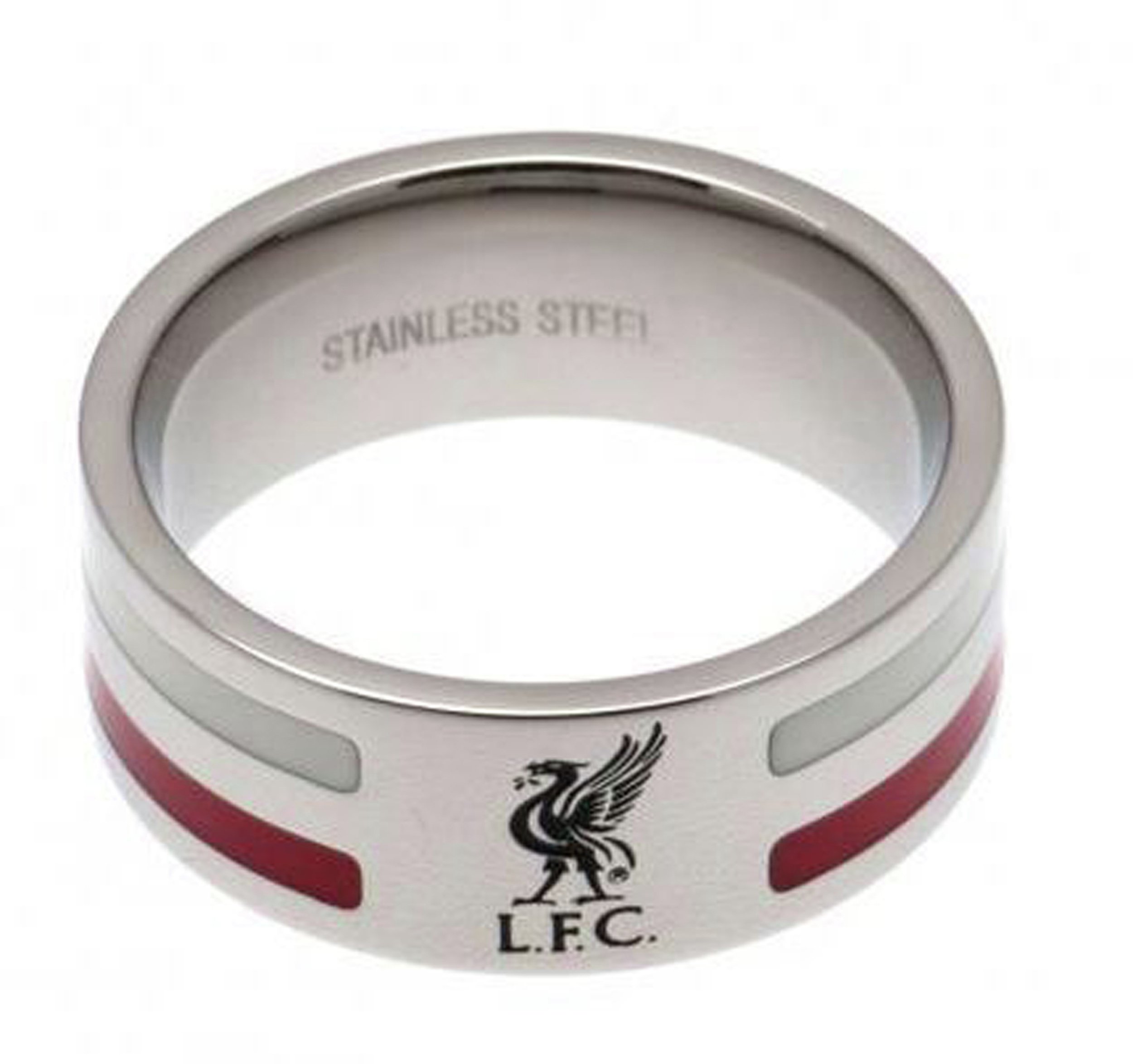 Stainless Steel Liverpool Striped Ring - Size X.