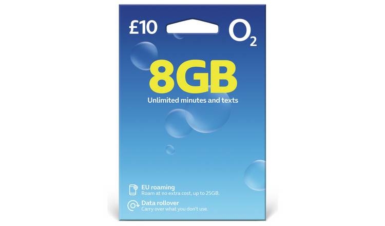 O2 8GB Pay As You Go SIM Card 