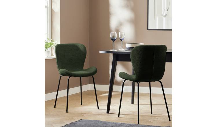 Habitat Etta Pair of Fabric Dining Chair - Green