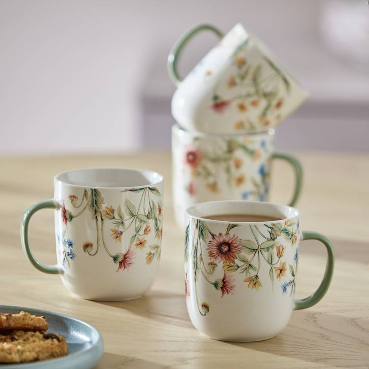 Argos Home Floral Set of 4 Mugs - Cream 0